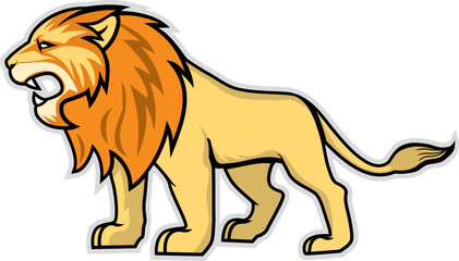 Obraz premium Lion logo for t-shirt, Lion mascot Sport wear typography emblem graphic, athletic apparel stamp.