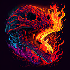 Isolated dragon head skull. Generative AI.