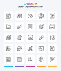 Creative Seo 25 OutLine icon pack  Such As computing. web cyber monitoring. tag. monitoring eye. seo