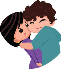 Valentine's day concept banner with couples, gift box, flowers and a lot of hearts.