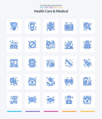 Creative Health Care And Medical 25 Blue icon pack  Such As eye test. leukemia. skeleton xray. cell. blood