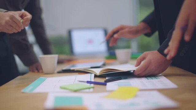 Slow-Motion Shot of Business Professionals Discussing in a Startup Setting
