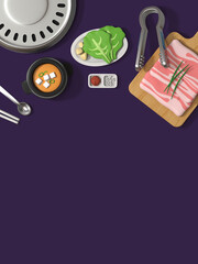 pork korean barbecue grilled food 3d illustration
삼겹살 구이