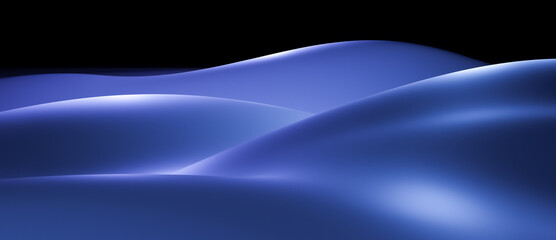 Abstract shiny blue jelly like surface with copy space for text, motion fluid wave background, smooth gradient backdrop