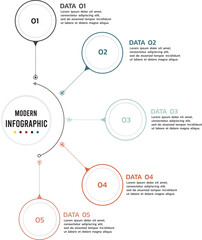 Business vector Infographic circle design template with 5 options or steps. Process diagram, presentations, workflow layout, banner, flow chart, info graph.