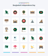 Creative Bangladesh Independence Day 25 Flat icon pack  Such As drum. bangladesh monogram. map. bangladesh label. box