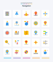 Creative Navigation 25 Flat icon pack  Such As navigation. map. gps. arrow. navigation