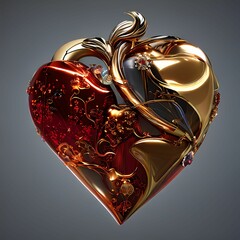 3D render of special Heart art for Valentine day using Generative AI