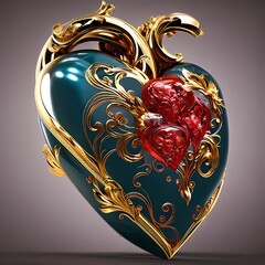 3D render of special Heart art for Valentine day using Generative AI