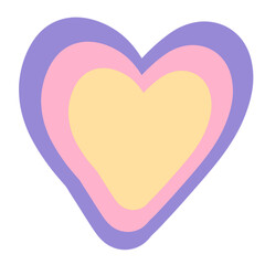 Purple, Pink and Yellow Heart Shape