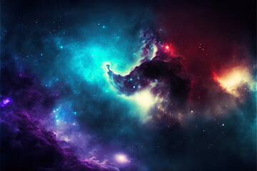 Naklejka na ściany i meble Neon Nebula, high resolution background, generative ai