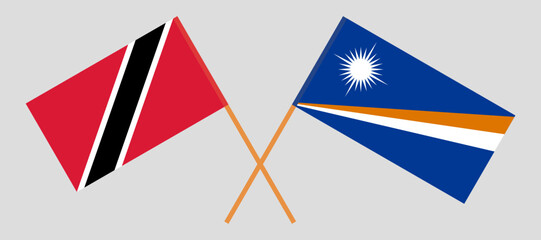Crossed flags of Trinidad and Tobago and Marshall Islands. Official colors. Correct proportion
