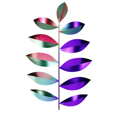 3d render leaf holographic modern design.
