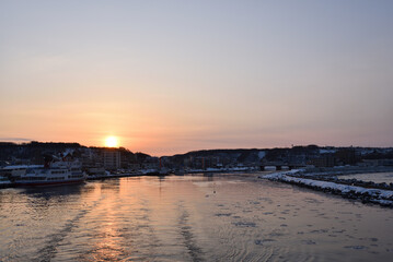 Sunset cruising on sea of Okhotsk