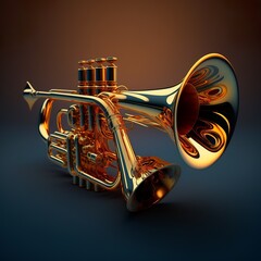 golden trumpet isolated instrumental music concert hobby sound bass voice jazz blower volume - obrazy, fototapety, plakaty