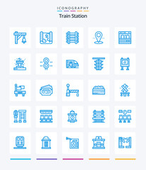 Creative Train Station 25 Blue icon pack  Such As train. door. railways. point. location