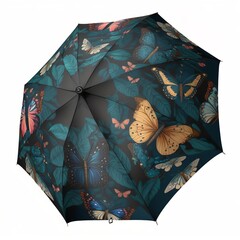 butterfly pattern umbrella black flowers patterned rainy weather drop of water collection in markt new
