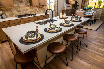 Kitchen Island Counter Top With Five Place Settings
