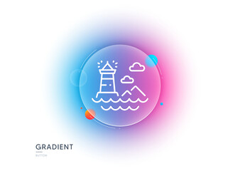 Lighthouse line icon. Gradient blur button with glassmorphism. Beacon tower sign. Searchlight building symbol. Transparent glass design. Lighthouse line icon. Vector