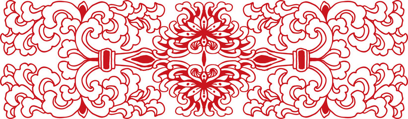 Ancient Chinese Retro Pattern spiral cross flower