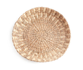 Wicker wall decor element isolated on white, top view
