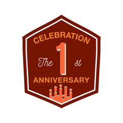 Celebration 1 year Anniversary Logo Template. Wedding badge in flat modern style. Birthday anniversary label. Stock vector design