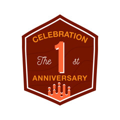 Celebration 1 year Anniversary Logo Template. Wedding badge in flat modern style. Birthday anniversary label. Stock vector design