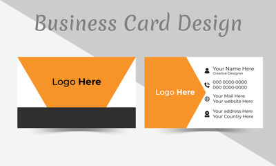 Creative and Clean Business card Template. Two sided creative business card template. Black and Orange color theme. landscape orientation .Vector illustration print template.