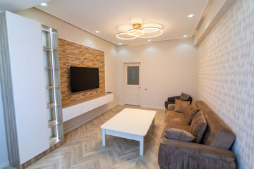 Home hall interior with creative chandelier