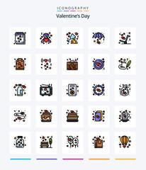 Creative Valentines Day 25 Line FIlled icon pack  Such As umbrella. love. ribbon. heart. love