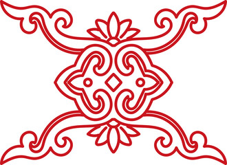 Ancient Chinese Retro Pattern botanic garden spiral curve cross frame chain