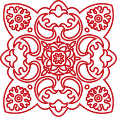 Ancient Chinese Retro Pattern botanic garden spiral curve cross frame flower chain