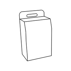 Product box with loop for hanging mocup. Hand-drawn outline illustration.