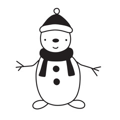 Doodle snowman. Decorative element for Christmas, New Year design.Hand-drawn vector illustration