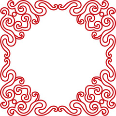 Ancient Chinese Retro Pattern spiral curve cross chain corner frame line