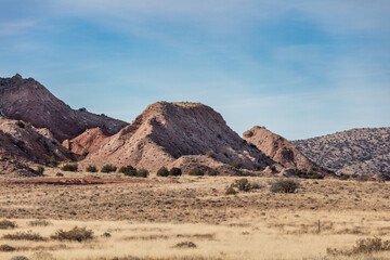 Fototapeta na wymiar Rolling hills in open high desert in rural New Mexico