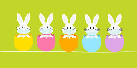 5 Osterhasen Maske In Eierschalen Banner Grün