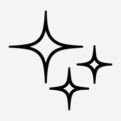 Sparkles emoji icon flat illustration  glittering flashes of sparkles isolated vector design three, yellow four-point stars