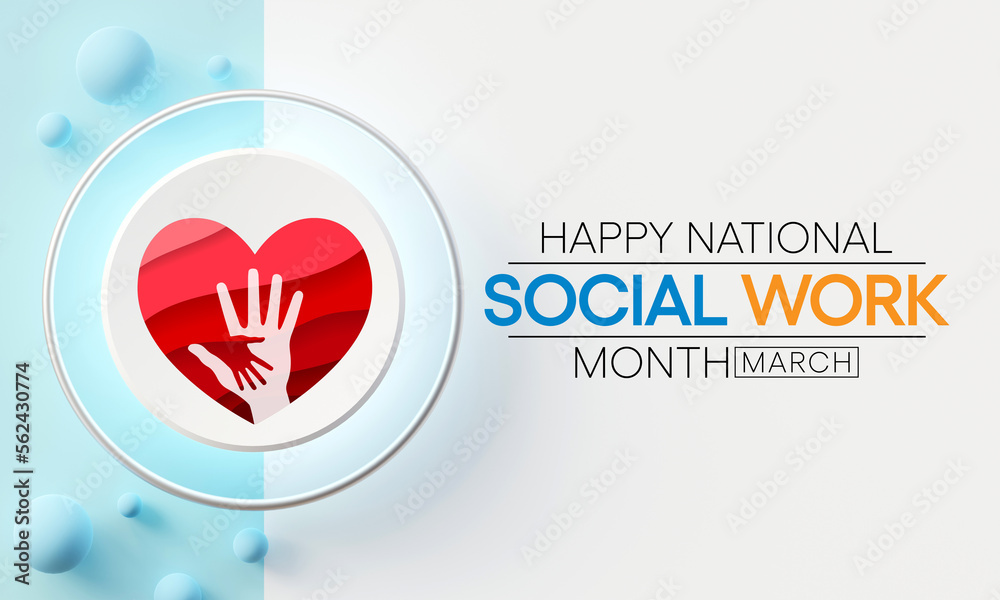 Wall mural Social Work month is observed every year in March, in recognition of the contributions of social workers to society. 3D Rendering