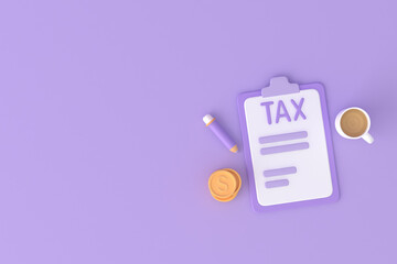 Tax Day Reminder Concept. 3d illustration submit tax by online concept, online tax payment and report. Business income.