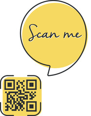 QR code scan me in speech bubble, scan me concept, icon.