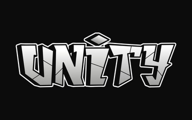 Unity word graffiti style letters.Vector hand drawn doodle cartoon logo illustration.Funny cool Unity letters, fashion, graffiti style print for t-shirt, poster concept