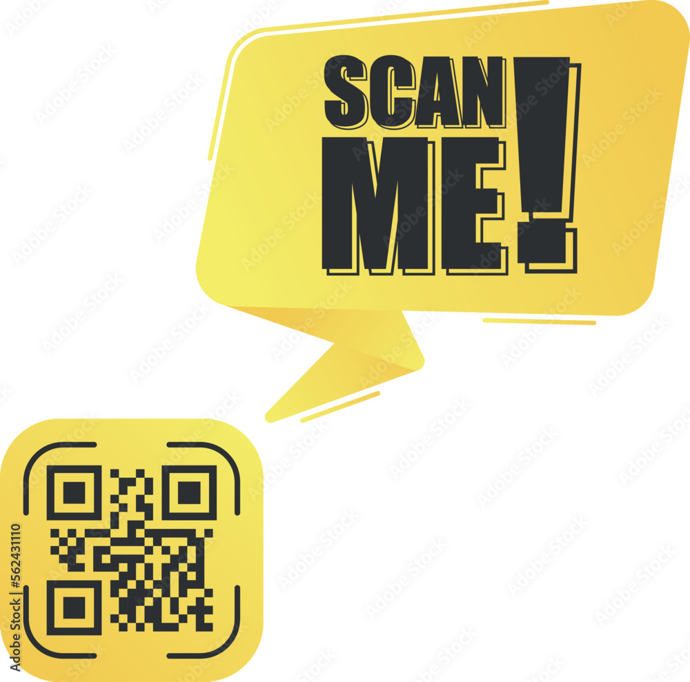 Wall mural qr code scan me in speech bubble, scan me concept, icon.