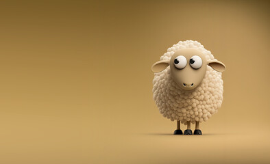 Cute Cartoon Sheep Banner with Room for Copy (Generative AI)