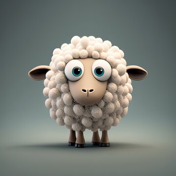 Cute Cartoon Sheep Character (Generative AI)