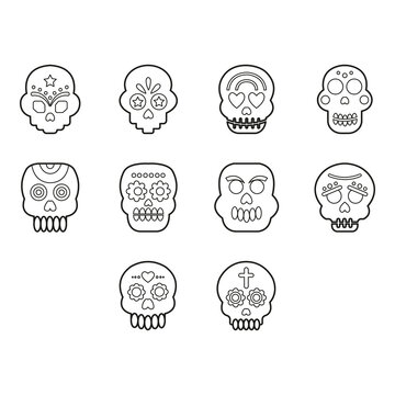 candy skull icon set
