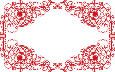 Ancient Chinese Retro Pattern spiral curve cross flower plant leaf vine