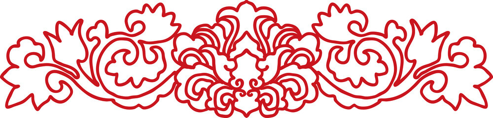 Ancient Chinese Retro Pattern spiral curve cross plant leaf flower