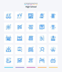 Creative High School 25 Blue icon pack  Such As math. accounting. computer. basket net. basket ball