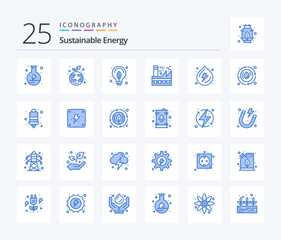 Sustainable Energy 25 Blue Color icon pack including droop. energy. energy. ecology. earth